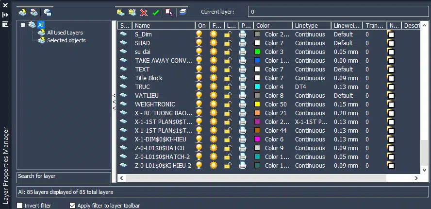 Phần Mềm ProgeCAD - Thay Thế AutoCAD Toàn Diện 80 Bang quan ly layer trong cad